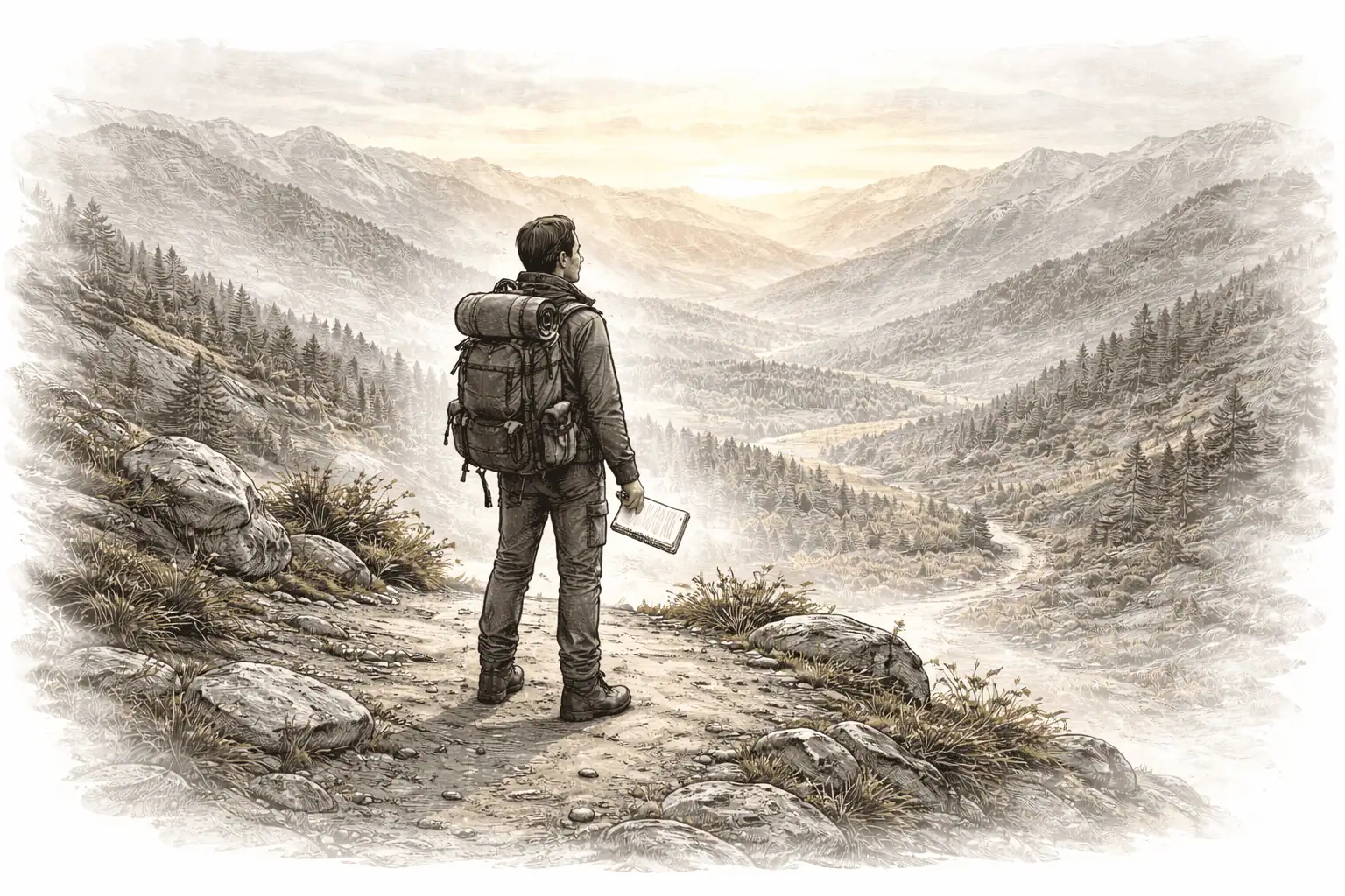 Design Your Life – Wanderer auf Berggipfel mit Aussicht