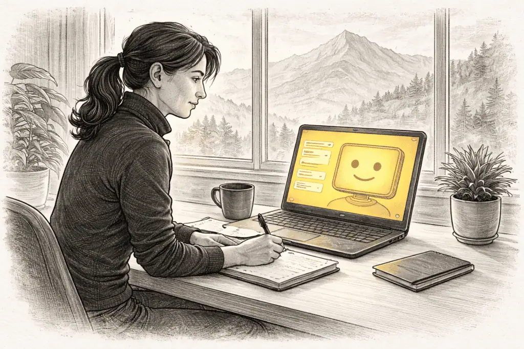 KI Begleitung Führungskraft arbeitet mit KI-Tools am Laptop