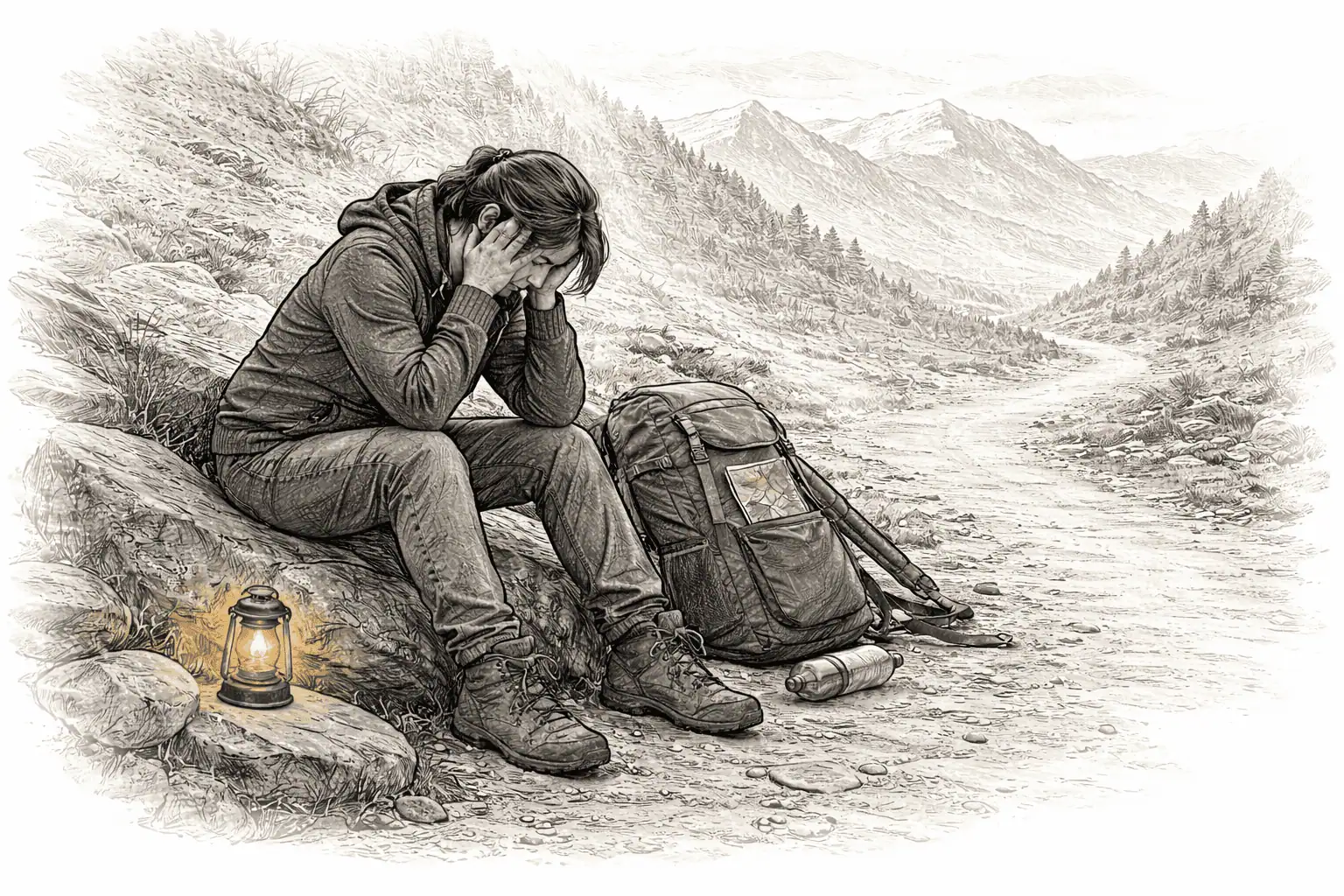 Recovery First – Wanderer am Lagerfeuer bei Nacht